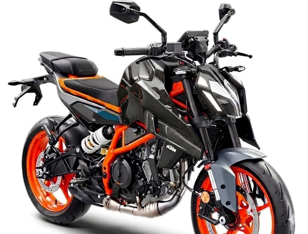 KTM Duke Gen3 with carbon fibre tank shrouds